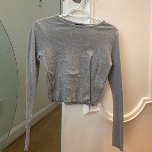 TOPSHOP Frilly Long Sleeve Top Cropped